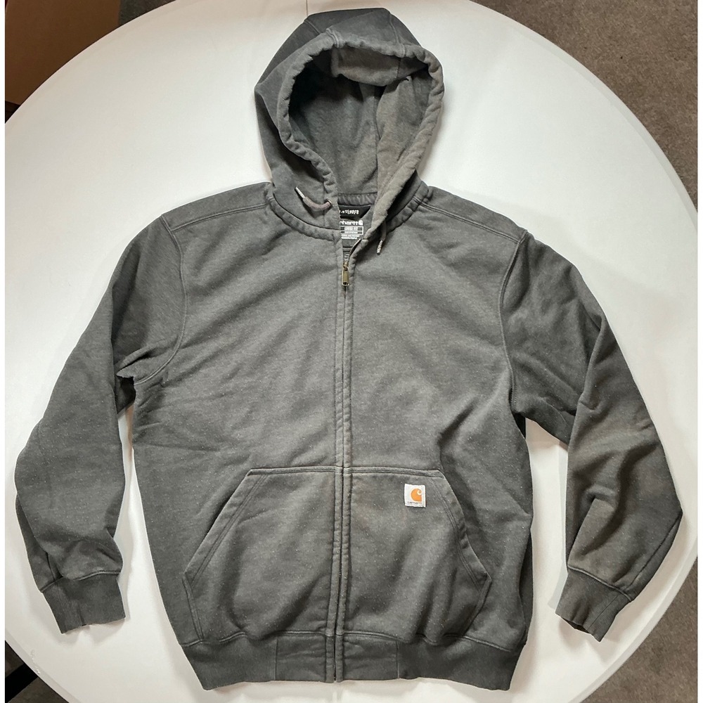 Carhartt Rain Defender Hoodie Mens Large TS0614-M Gray Full Zip Loose Workwear